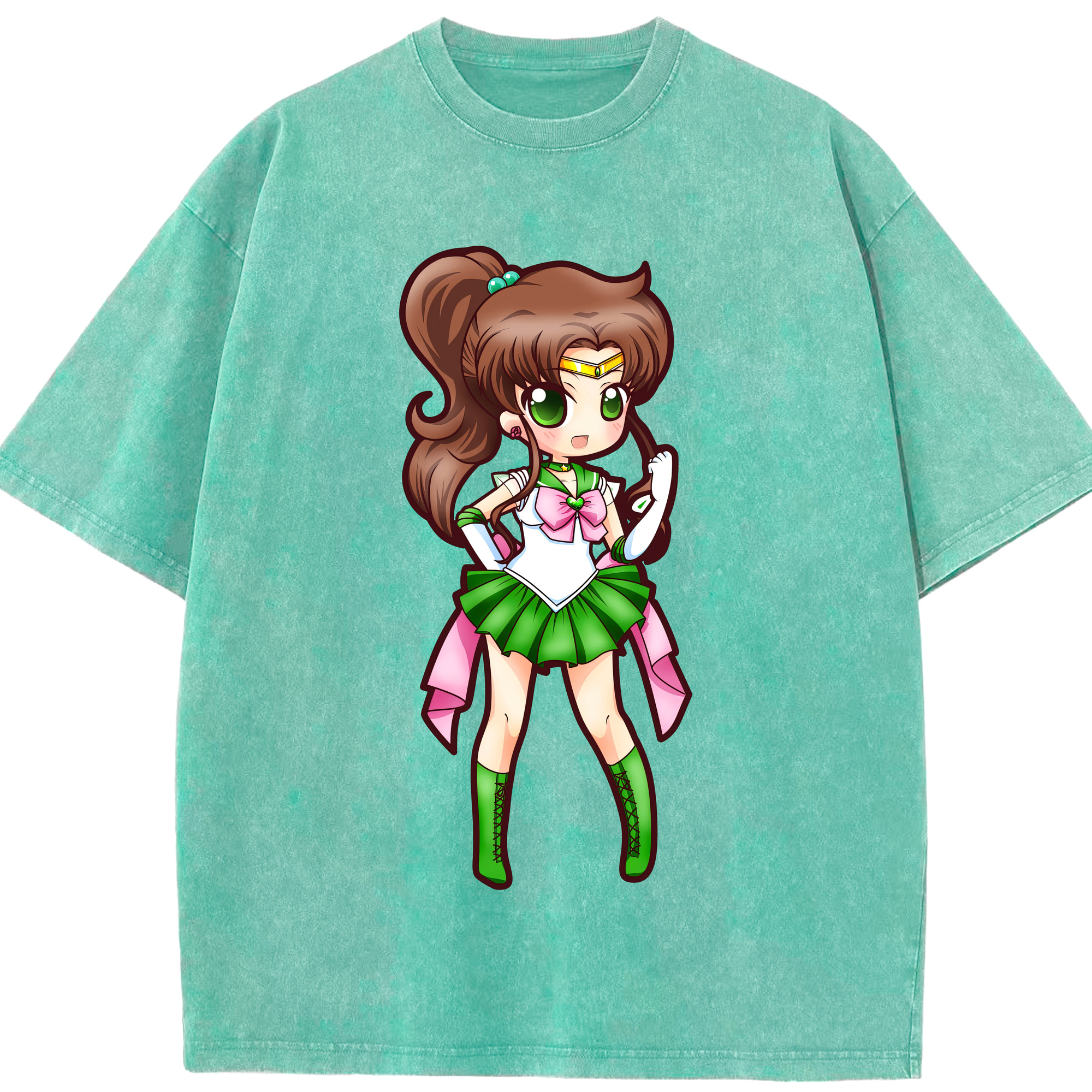 （画像用） 美少女戦士セーラームーン 木野 まこと きの まこと Sailor Moon Kino Makoto （セーラージュピター；Sailor Jupiter） 綿100% ヴィンテージ風 半袖Tシャツ（フロントプリント）